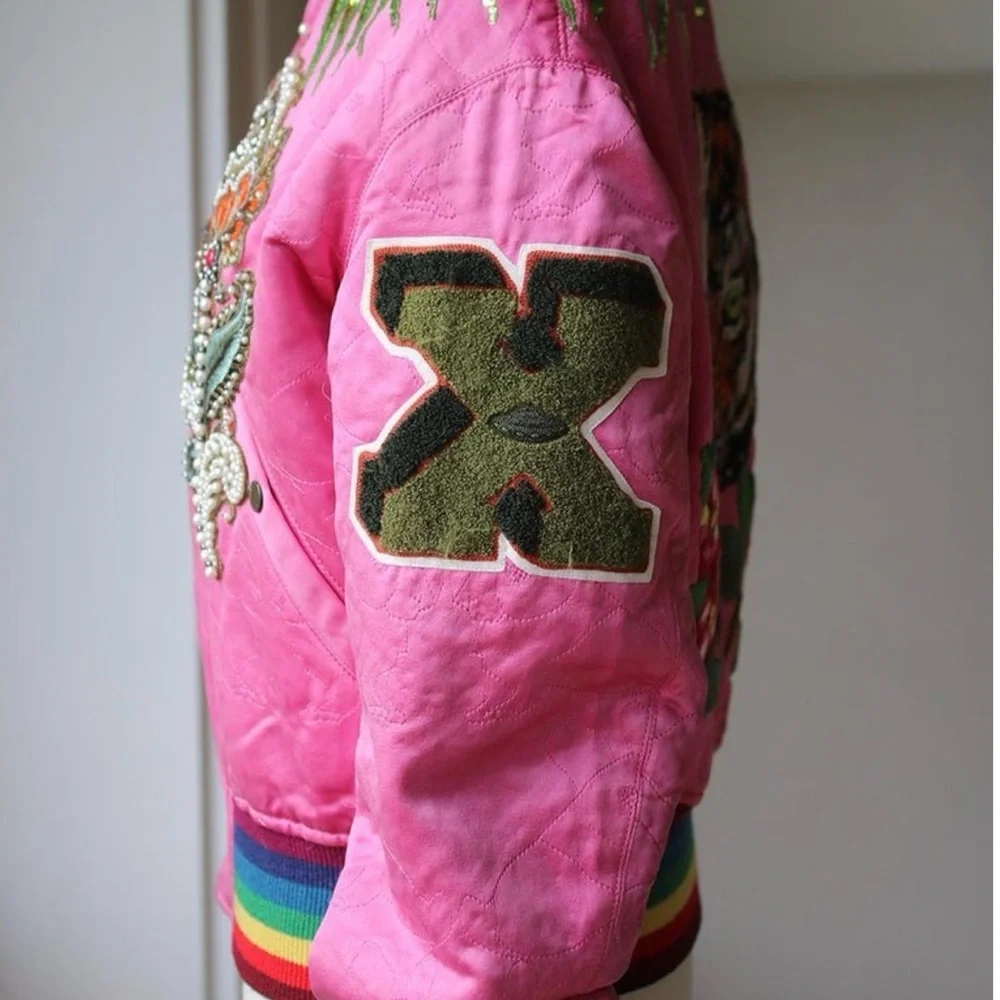 Gucci Vintage Pink Tiger Reversible Jacket w/Army Green Interior Rare - Picture 4 of 9